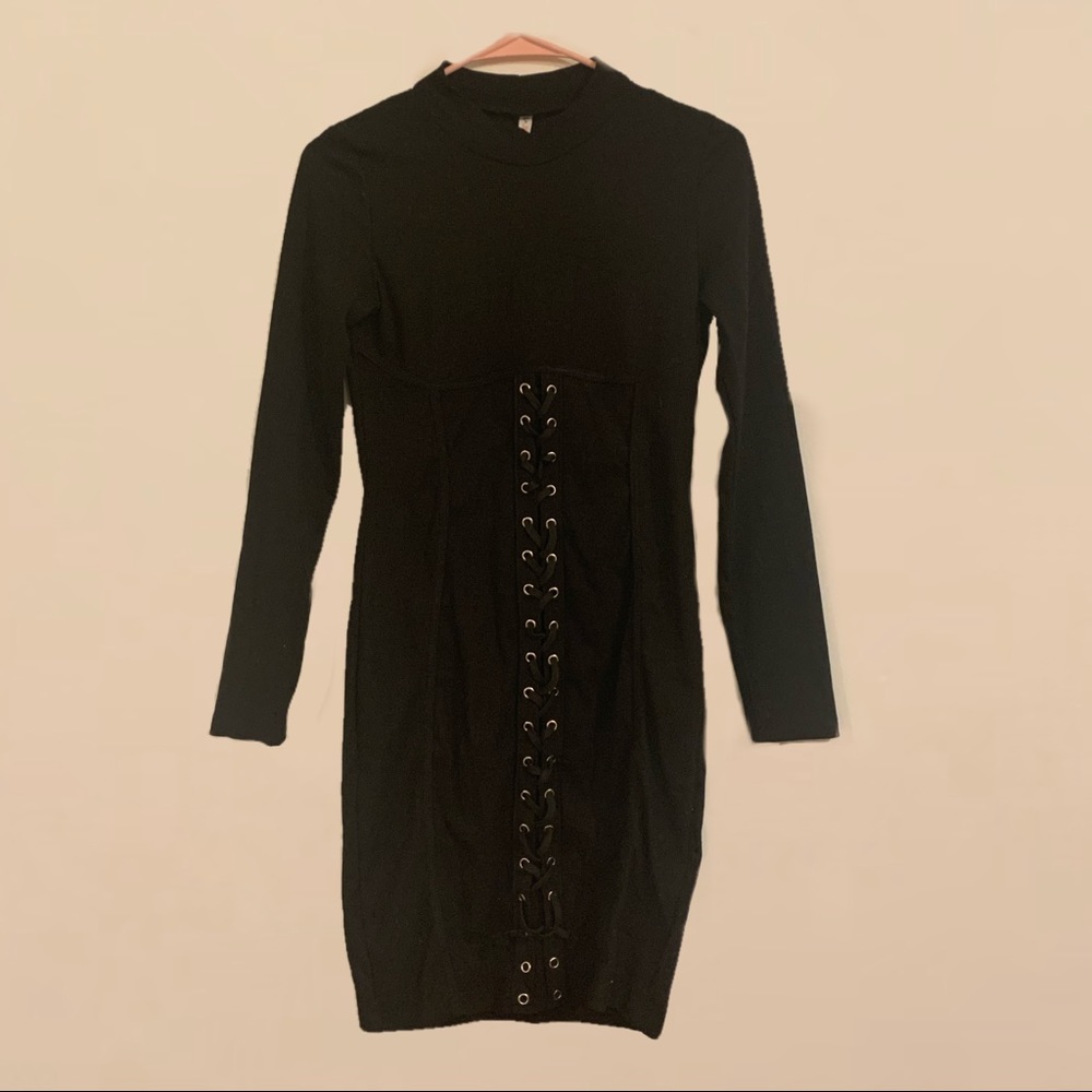 NIGHT RIDE LACE-UP BODYCON DRESS DOLLS KILL